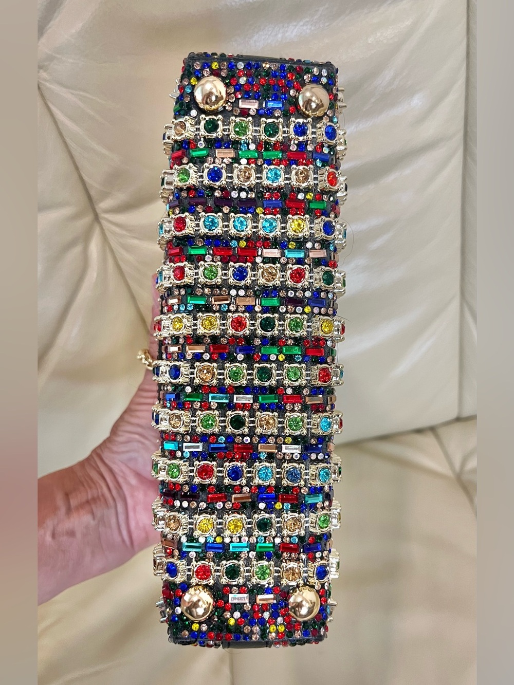 LaurenLorraine Celine Jeweled Shoulder Crossbody Bag Multicolor Chain Strap - Picture 14 of 14